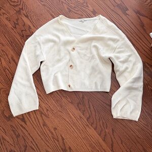Z Supply Cream Button-Front Cropped Cardigan